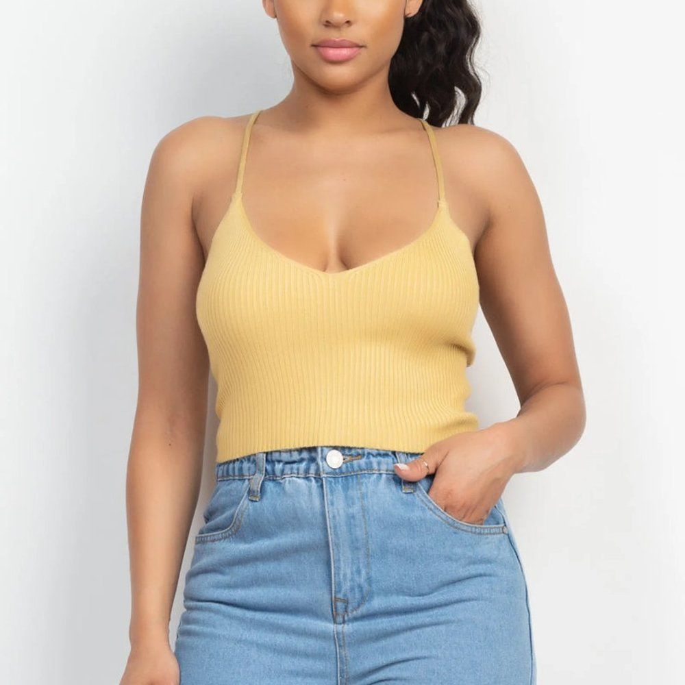 Scoop Ribbed Lace-Up Top - Picture 5 of 6